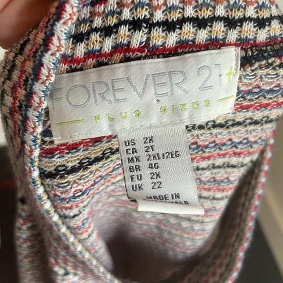 Forever 21 2X Plus Size Mock neck Striped Knit Bodycon Mini Dress - Picture 6 of 9